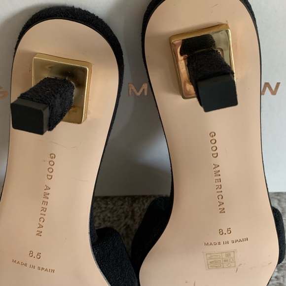 NEW Good American Terry Kickstand Black Low Heel Slides Sandals Womens 8.5 - Picture 10 of 10